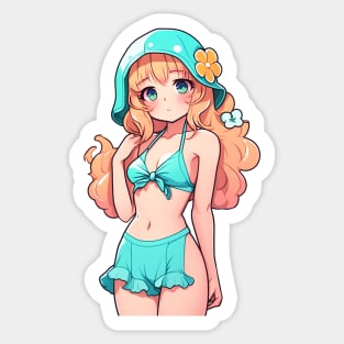 Cute anime girl in bikini Sticker